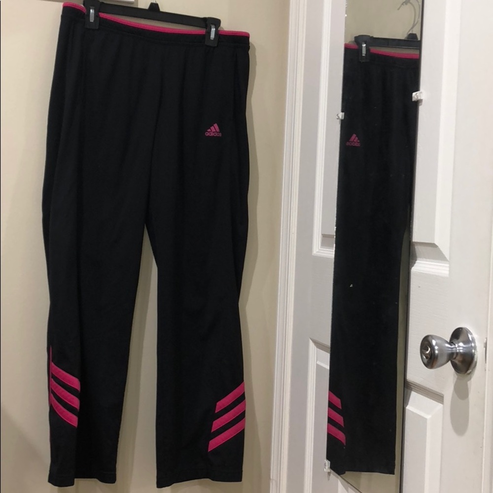 Black Adidas track pants